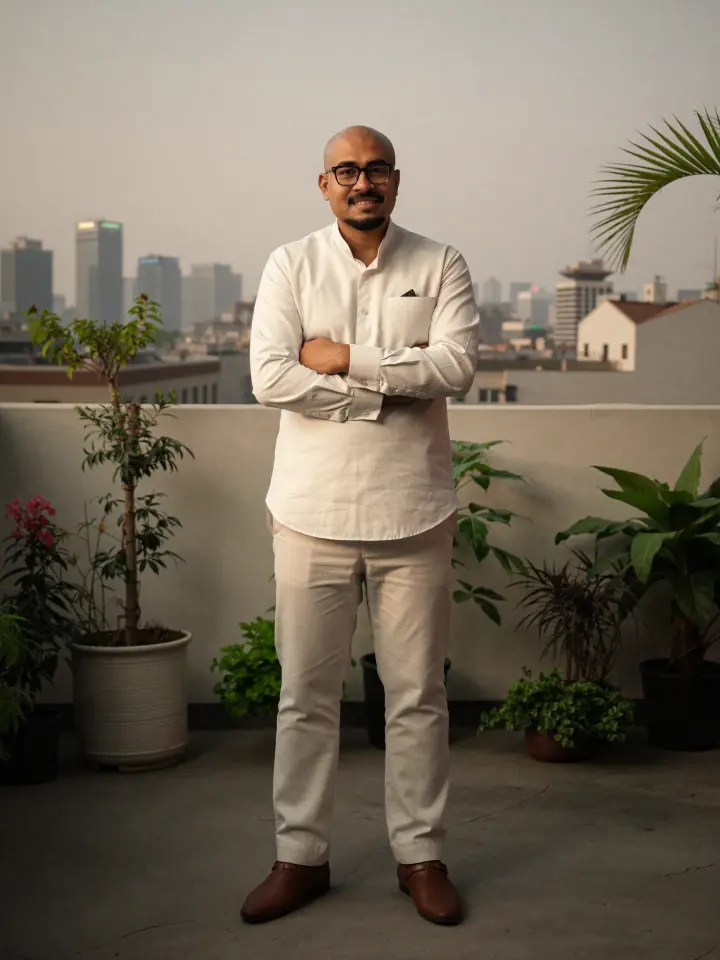 ছাদে দাঁড়ানো পার্সোনাল ব্র্যান্ডের ছবি